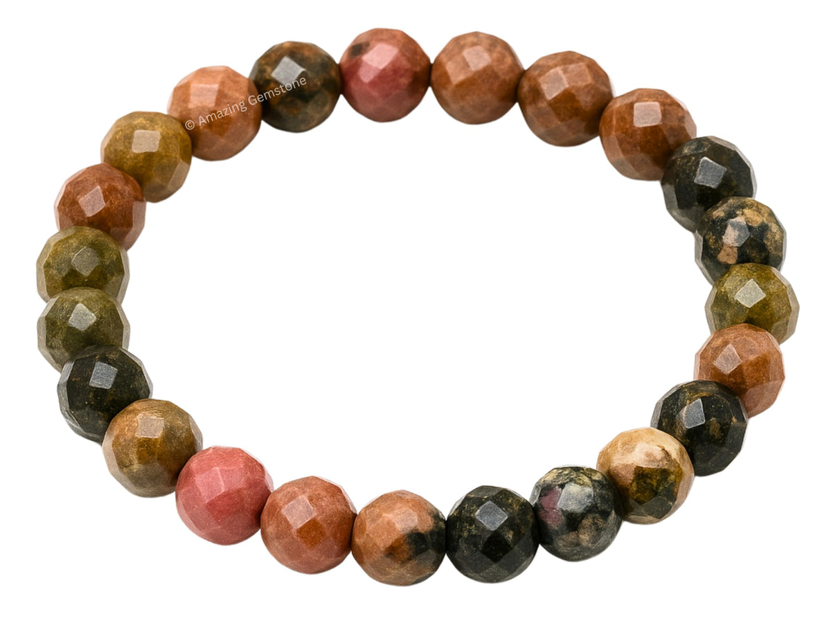 Amazing Gemstone Rhodonite with Matrix Bracelet for Women - Chakra Mens Bracelet Protection Crystals and Healing Stones - Blessing Bracelet Spiritual Meditation Gift Christmas Stocking