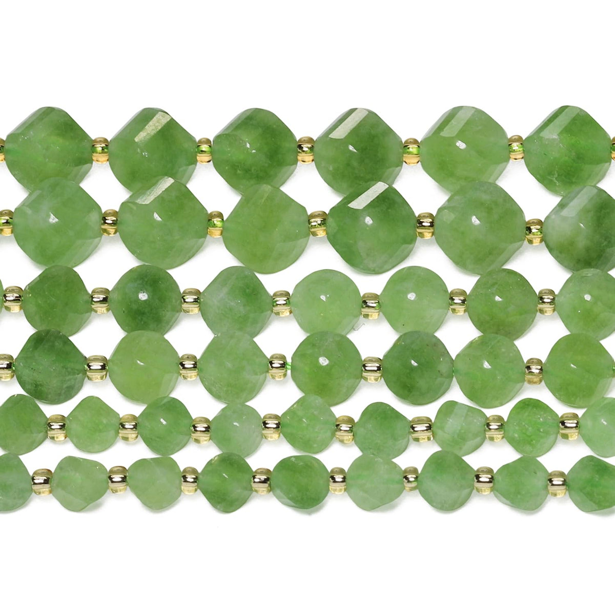 Yochus 42pcs Natural Green Jade Stone Beads for Bracelet，2strands 6mm Facted Twist Loose Gemstone Beads for Jewelry Making DIY Craft Necklace Earring