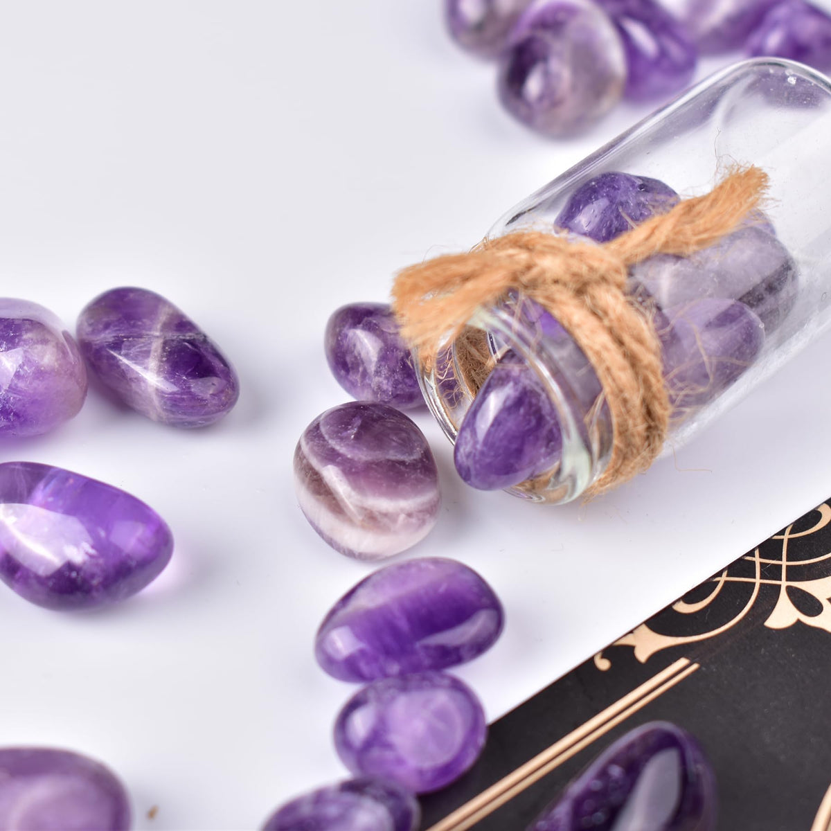 SigMntun Polished Amethyst Crystals - 0.5" 10 oz Handpicked Natural Tumbled Gemstones Rocks, Pebbles for Reiki, Chakra, Healing Home Decor