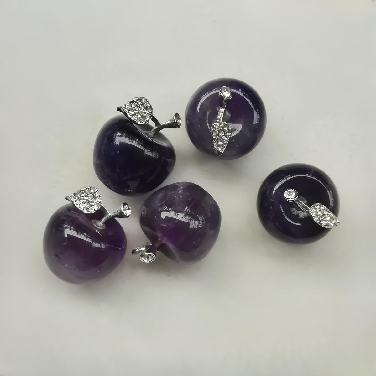 Sunshcat Natural Amethyst 1.18 Inchs Apple Crystal and Healing Stone Statues,Room Decoration Christmas Decorations Thanksgiving Gifts Office Gifts Collectibles