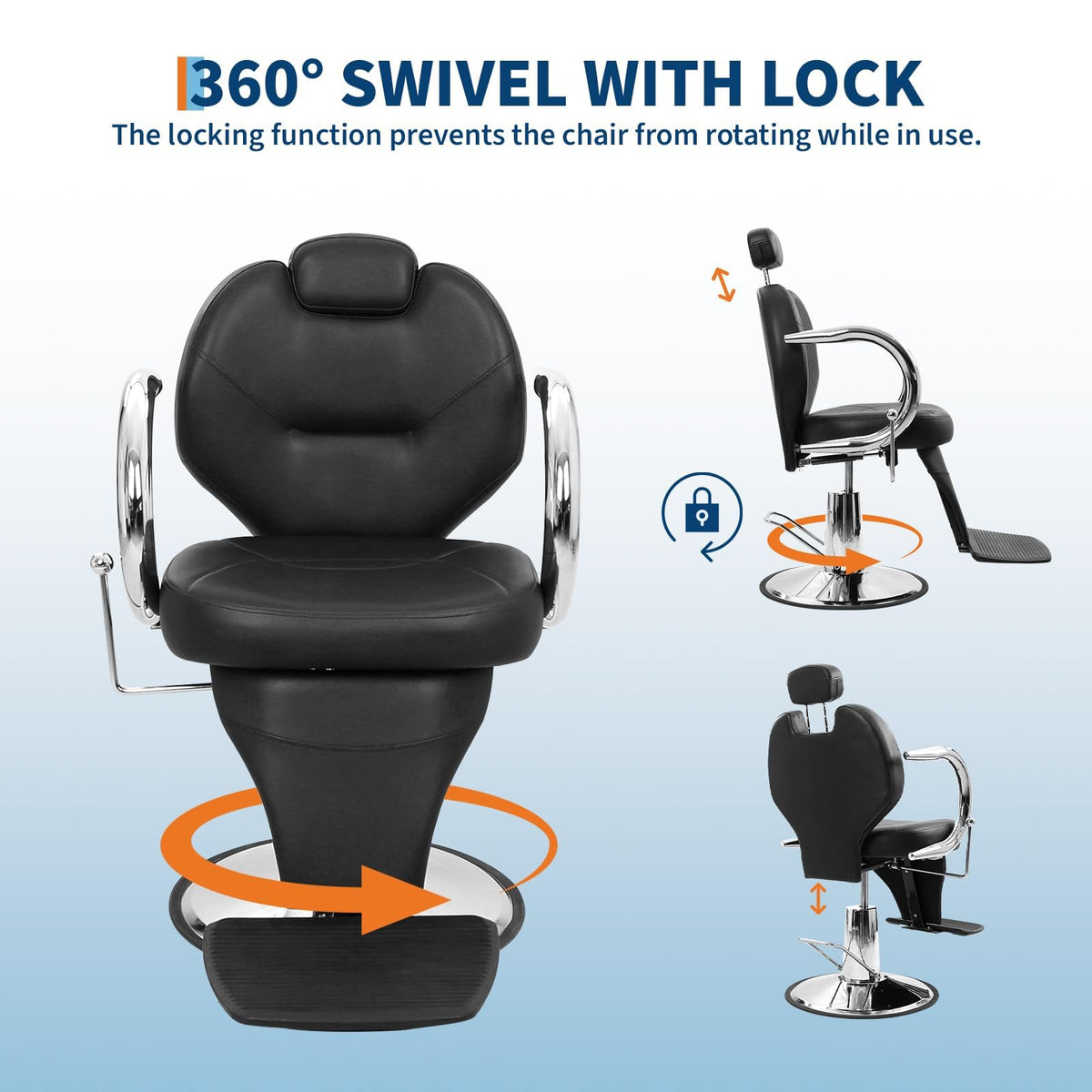 BouPower Salon Styling Chair with Adjustable Headrest & Heavy Duty Hydraulic Pump for Hair Stylist, Beauty Shampoo Barbering Chair, 360° Swivel Reclining Salon Chair for Beauty Spa Shampoo Tattoo