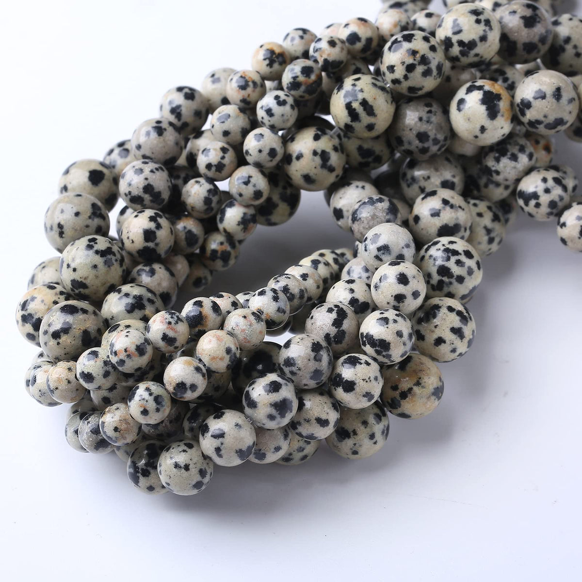 32PCS 12MM Natural Dalmatian Jasper Stone Beads Energy Healing Beads for DIY Jewelry Bracelet Necklace Making for Jewelry Making15Inch