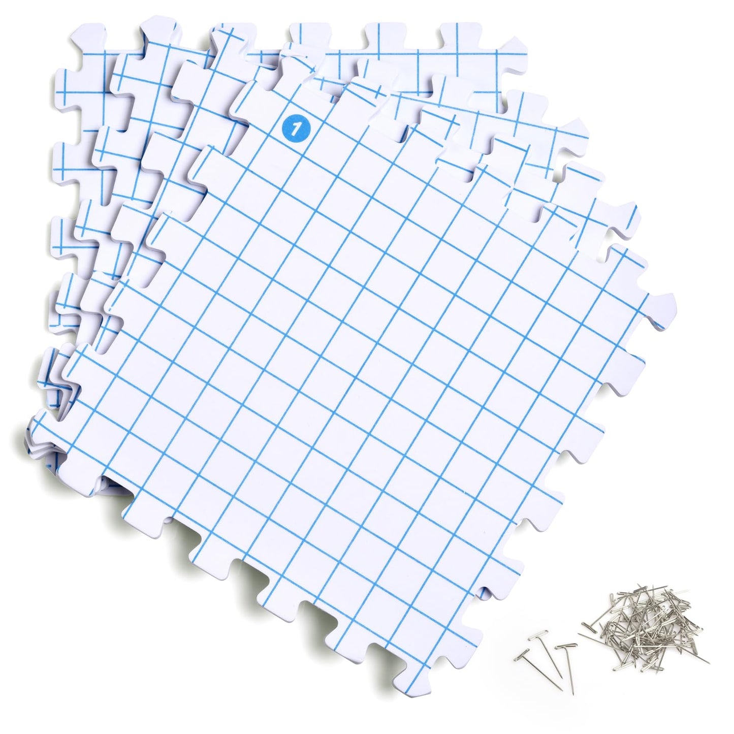 Interlocking Blocking Mats - 4-Pack Blocking Mats for Knitting and Crochet Projects, 12'' W x 12'' L Knitting Blocking Mats with 50 T-Pins