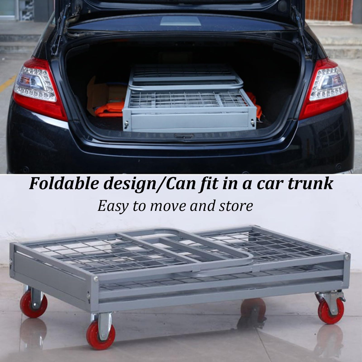 Heavy Duty Foldable Platform Cart with Cage, 2000 LBS Capacity, Ideal for Warehouse Supermarkets and Multipurpose Use
