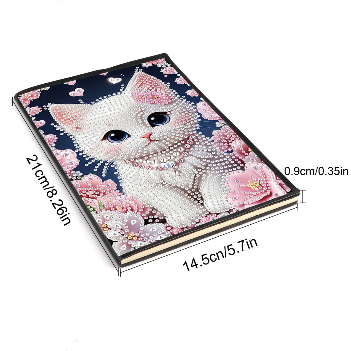 DCIDBEI Diamond Painting Notebook Blank Set of 2 Diamond Art Notebook A5 Diamond Art Kits for Adults Journal Book Sketchbooks Cat Flowers Craft Set Diary Sketchbook Painting by Numbers Notebooks