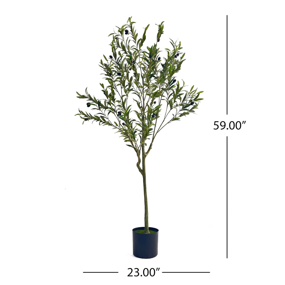 Artificial Olive Tree, Faux Potted Plant with Realistic Leaves and Olives, 59 Inch Tall, Indoor Decor