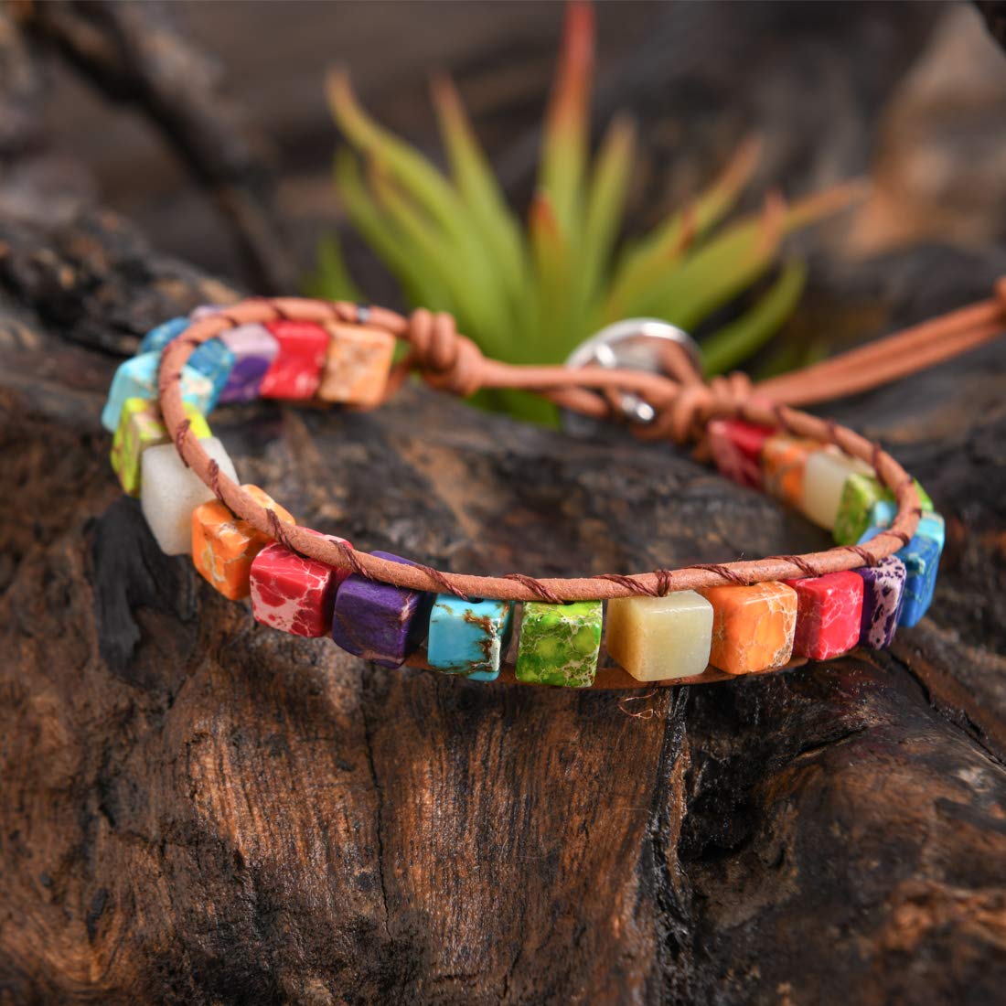 YGLINE Chakra Crystal Bracelets for Women Inspirational Spiritual Gifts Bracelets for Women Crystals and Healing Stones(Chakra Cube)