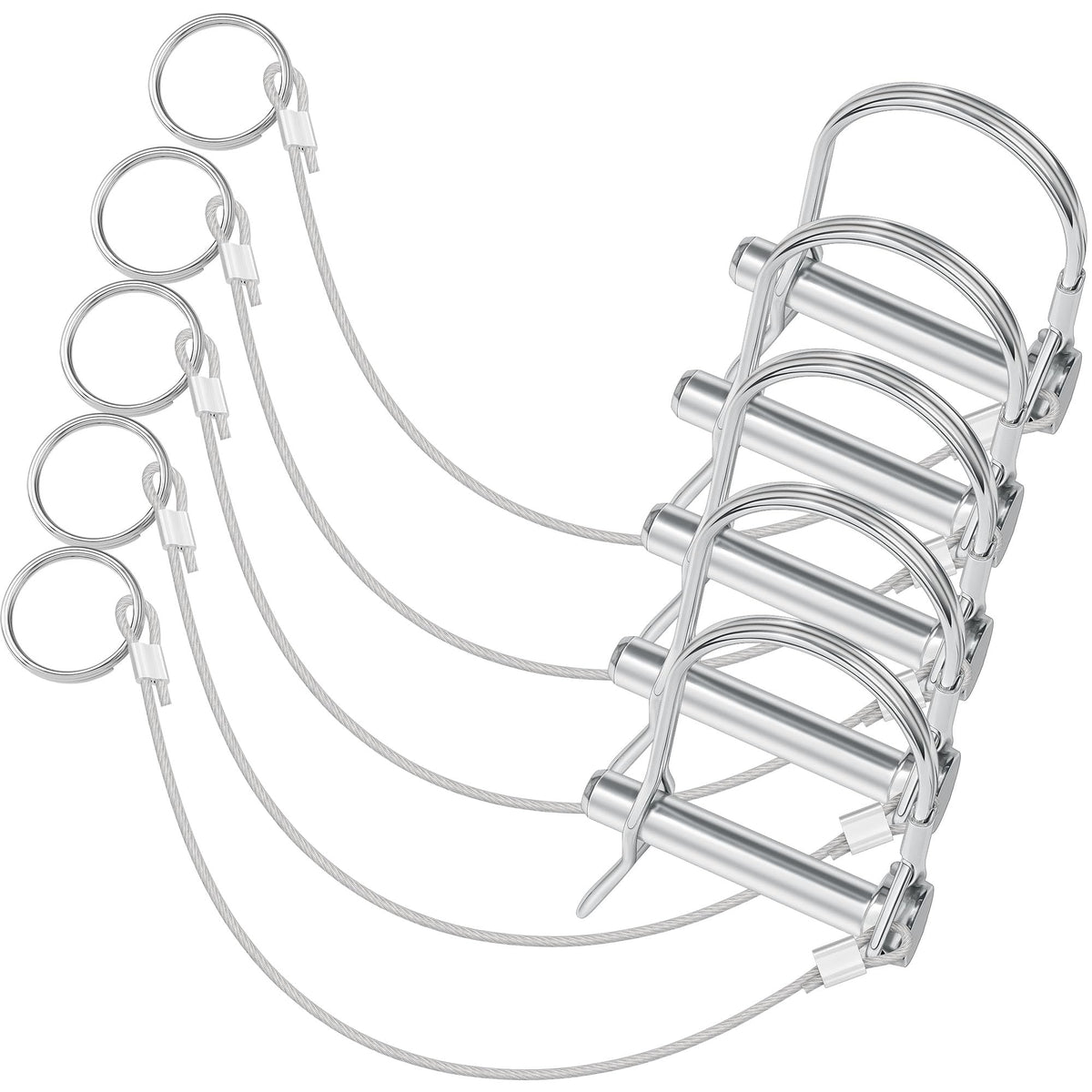 Mikniri 5 Pcs Trailer Hitch Coupler Pin with Steel Quick Release Ring, 5/16" Diameter x 1-3/4" Long D Shape Trailer Parts Metal Pins Lock Prevents Loss, Utility Trailer Accessories for Trailer Tongue