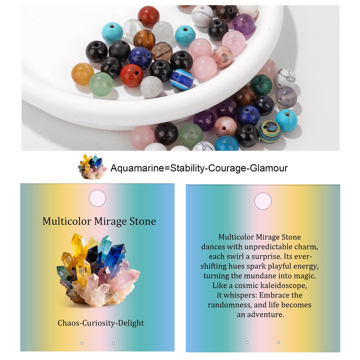Vinswet 90pcs 4mm Multicolor Natural Stone Beads Round Genuine Real Stone Beading Loose Gemstones DIY Smooth Bead for Bracelet Necklace Earrings Jewelry Making