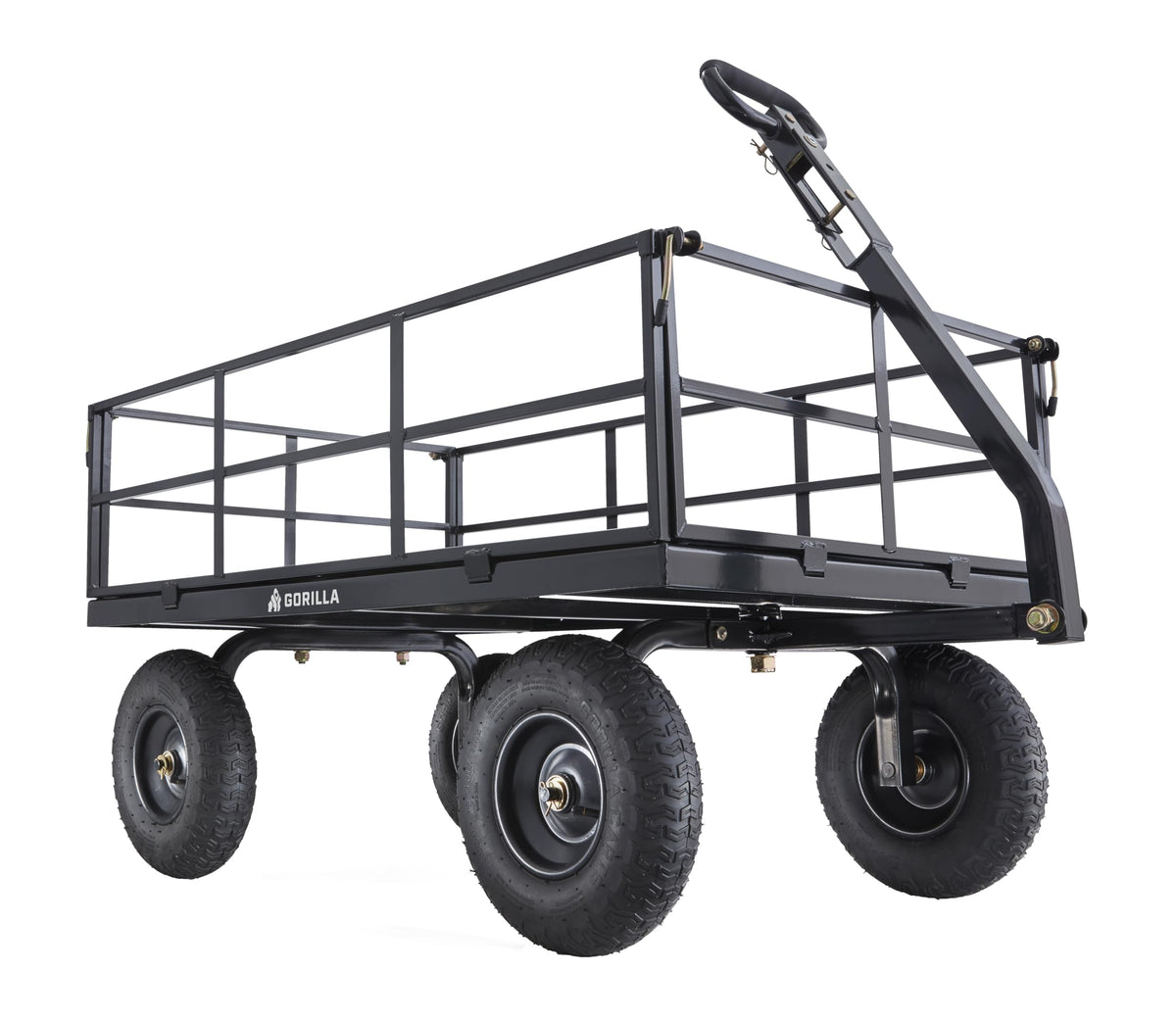 Gorilla Carts Steel Utility Cart, 9 Cu Ft Bed, 1200 lb Load Capacity, Black – Towable Heavy-Duty Outdoor Hauling Wagon with Removable Side Panels for Yard, Lawn, Garden or Landscaping