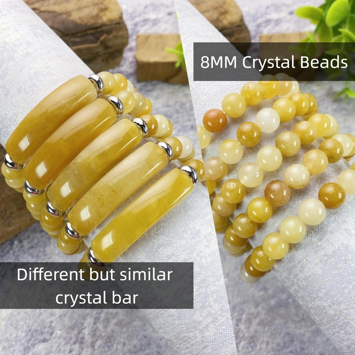EDEN'S CALL 8mm Healing Crystal Beads Stretch Bracelet Handmade Good Luck Energy Chakra Stone Beaded Bangle, Yellow Topaz