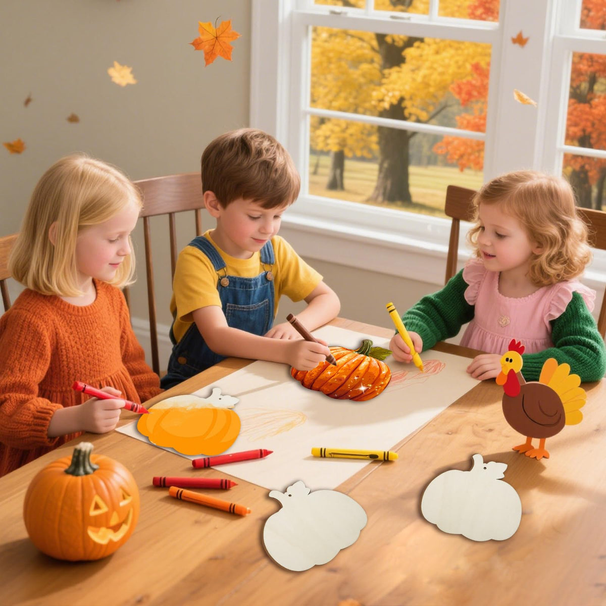 kuchisity Large Size 7" Wooden Pumpkin Cutouts 30 PCS, Unfinished Fall Wooden Ornaments DIY Blank Pumpkin Slices Crafts for Thanksgiving Halloween Party Home Decoration