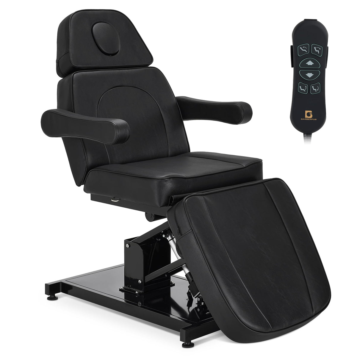 BarberPub Electric Facial Bed, 3-Motor Adjustable Fully Adjustable Esthetician Chair, Tattoo Chair with Thick Cushion, Professional Tattoo Spa Equipment, 2782 (Black)