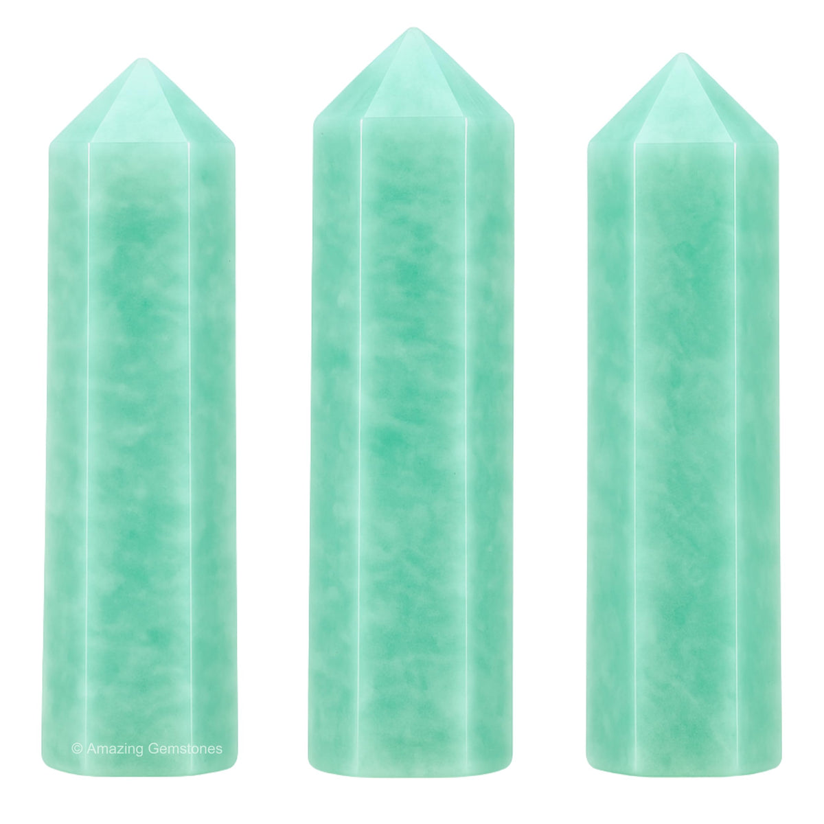 Amazing Gemstone Amazonite Crystal Points Bulk Healing Crystals and Stones - Pack of 3 Single Terminated Healing Wand Point Bulk Crystals for Crafts, Crystal Grid, DIY Work - Premium Crystals