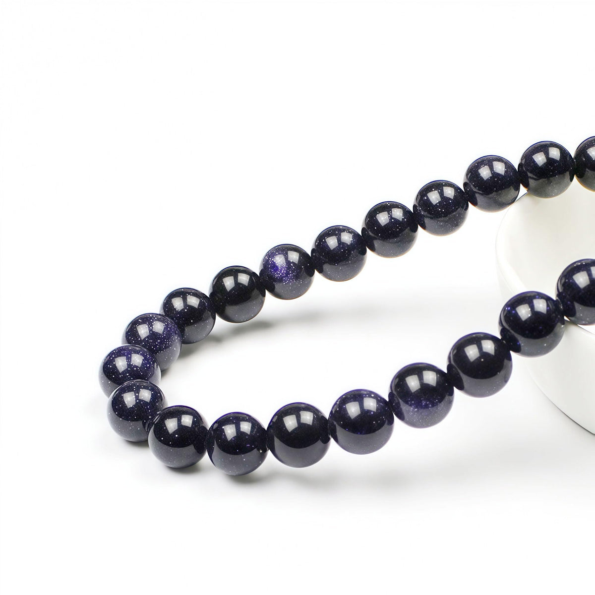 MJDCB Natural Stone Beads Blue Sand Stone Round Loose Beads for Jewelry Making DIY Bracelet Necklace (12mm)
