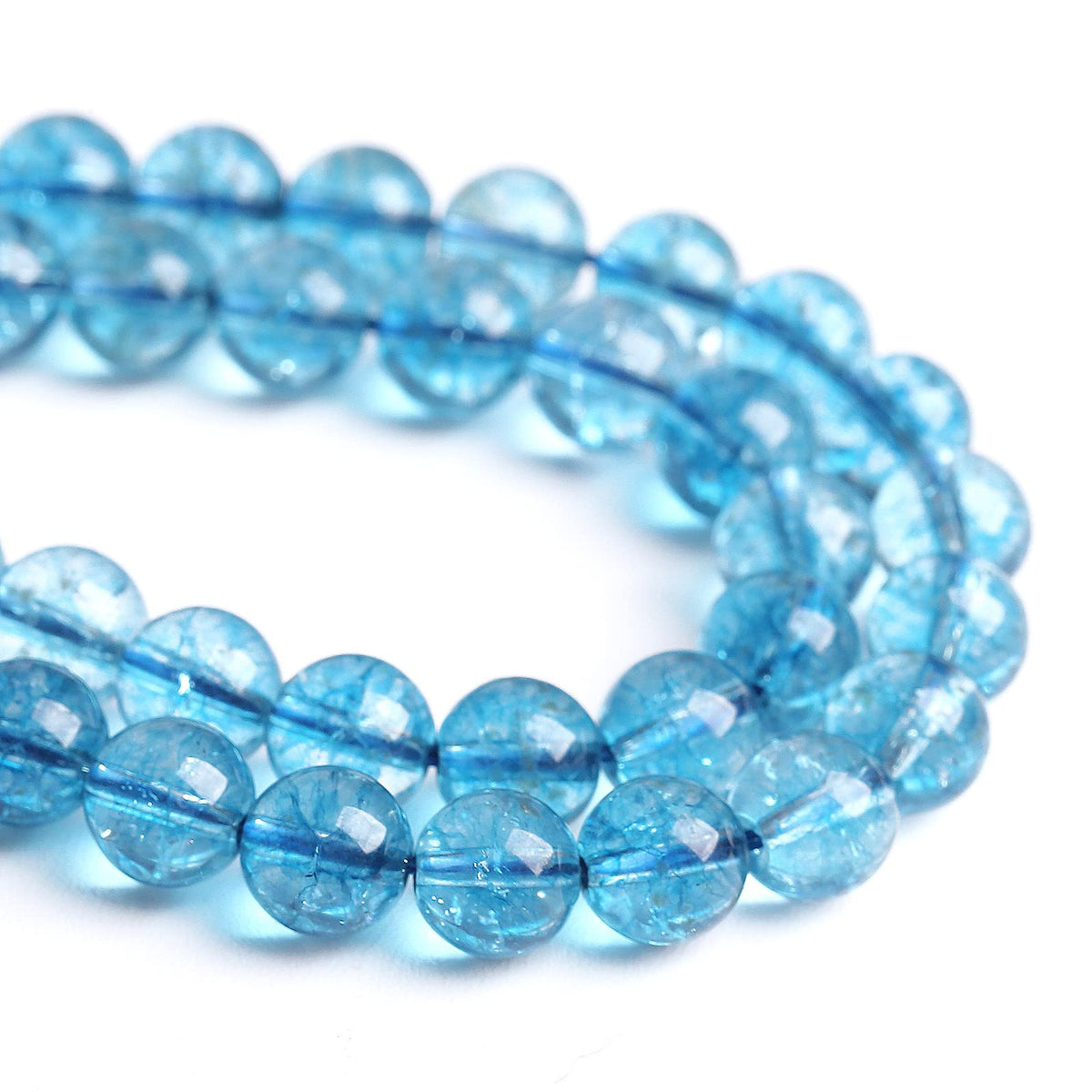 4mm 86PCS Blue Crystal Crackle Quartz Stone Spacer Round Loose Beads for Jewelry Making DIY Bracelet 15 inches Strand