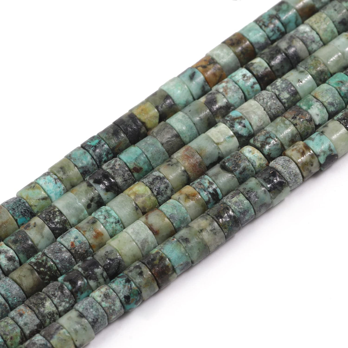 NITOPUPU 150Pcs 4×2mm Natural African Turquoise Spacer Stone Beads for Jewelry Making Supplies, Loose Semi Flat Round Gemstone Tube Beads for Bracelets DIY Crafts