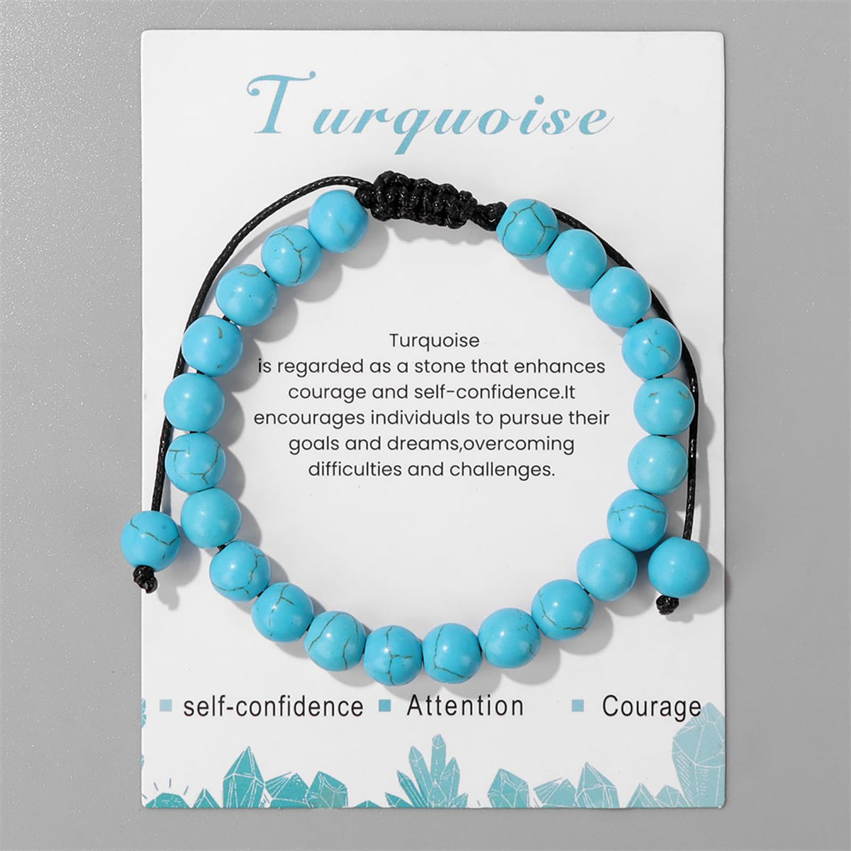 Turquoise Bracelet for Women 8mm Handmade Adjustable Turquoise Bead Bracelet Crystal Beaded Bracelet Turquoise Jewelry for Women Girls