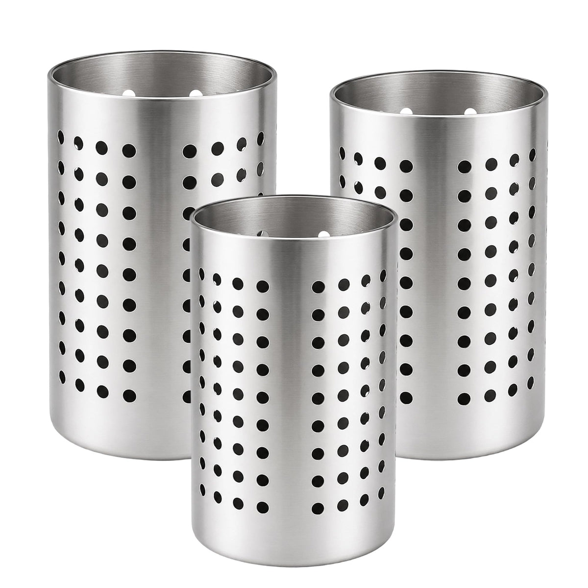 ZLMTZDJD 3PCS Black Stainless Steel Utensil Holder and Utensil Drying Holder, as a Kitchen Countertop Organizer and Silverware Drainer for Daily Home Use
