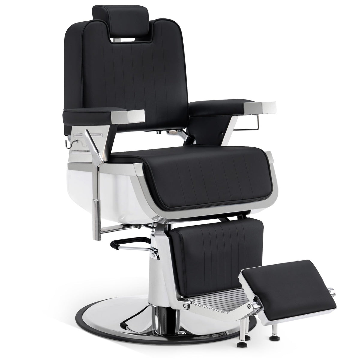 BarberPub Heavy Duty Barber Chair, Hydraulic Reclining Salon Chairs for Hair Stylist, PVC Leather, Barbershop, Adult 3819 (Black&White)