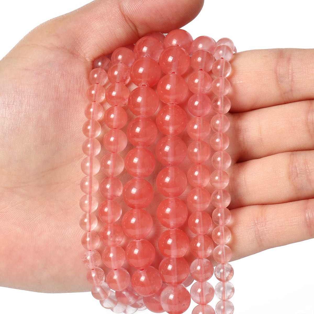 45pcs 8mm Natural Stone Beads Watermelon Crystal Beads Crystal Gemstone for Jewelry Making, DIY Bracelet Necklace