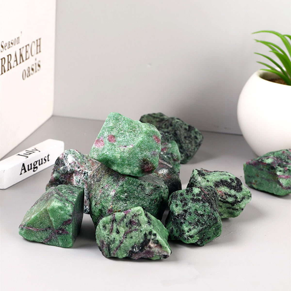 Epidote Raw Crystals Healing Crystals Natural Rough Stones 1.2-2" for Tumbling, Fountain Rocks, Yoga, Meditation, Polishin, Gift 17