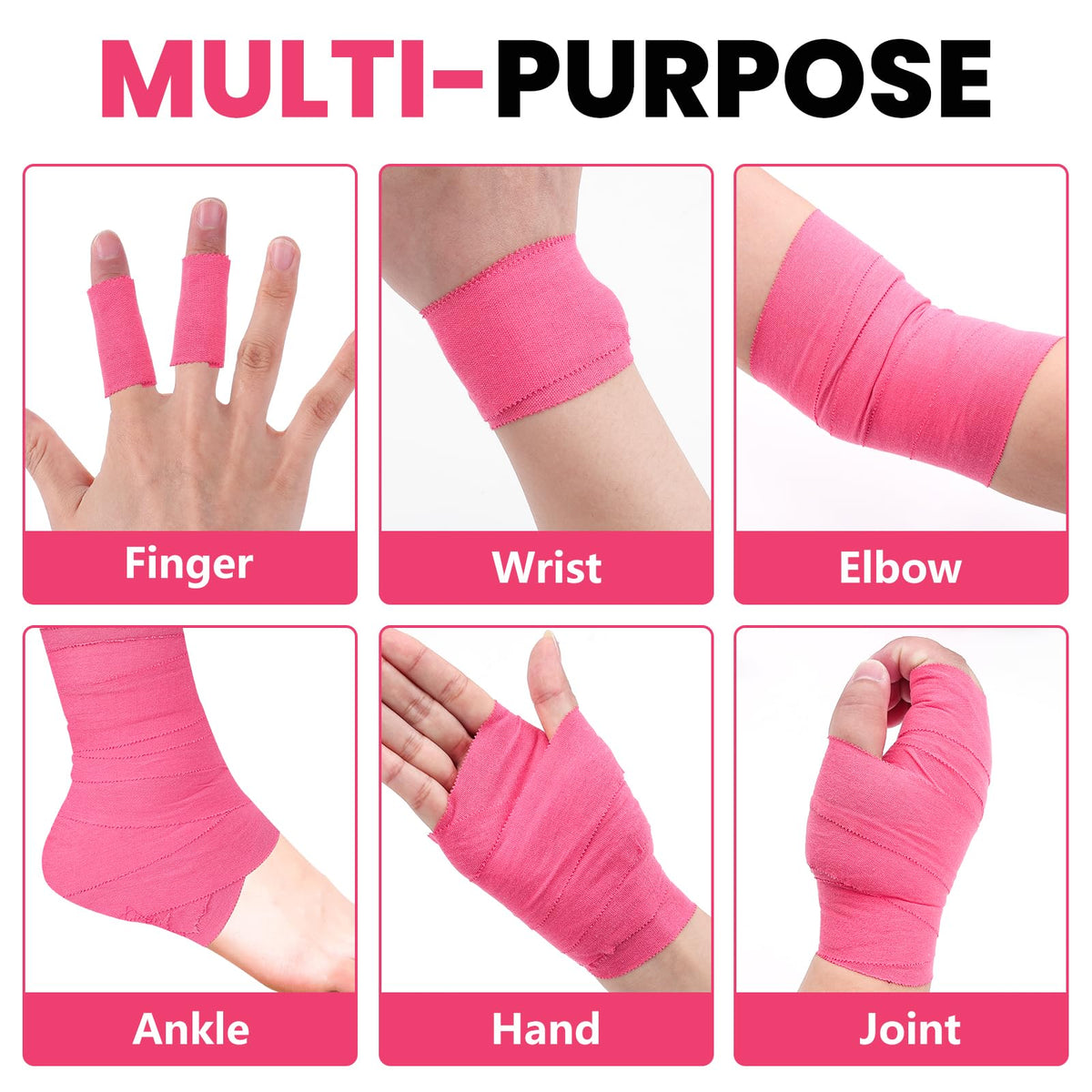 NUITPY 6 Pack Athletic Tape, Pink Sports Tape, Easy Tear Wrist Tape, Strong Adhesion Tapes for Boxing, Gymnastics, Hockey, Soccer, Lacrosse and First Aid