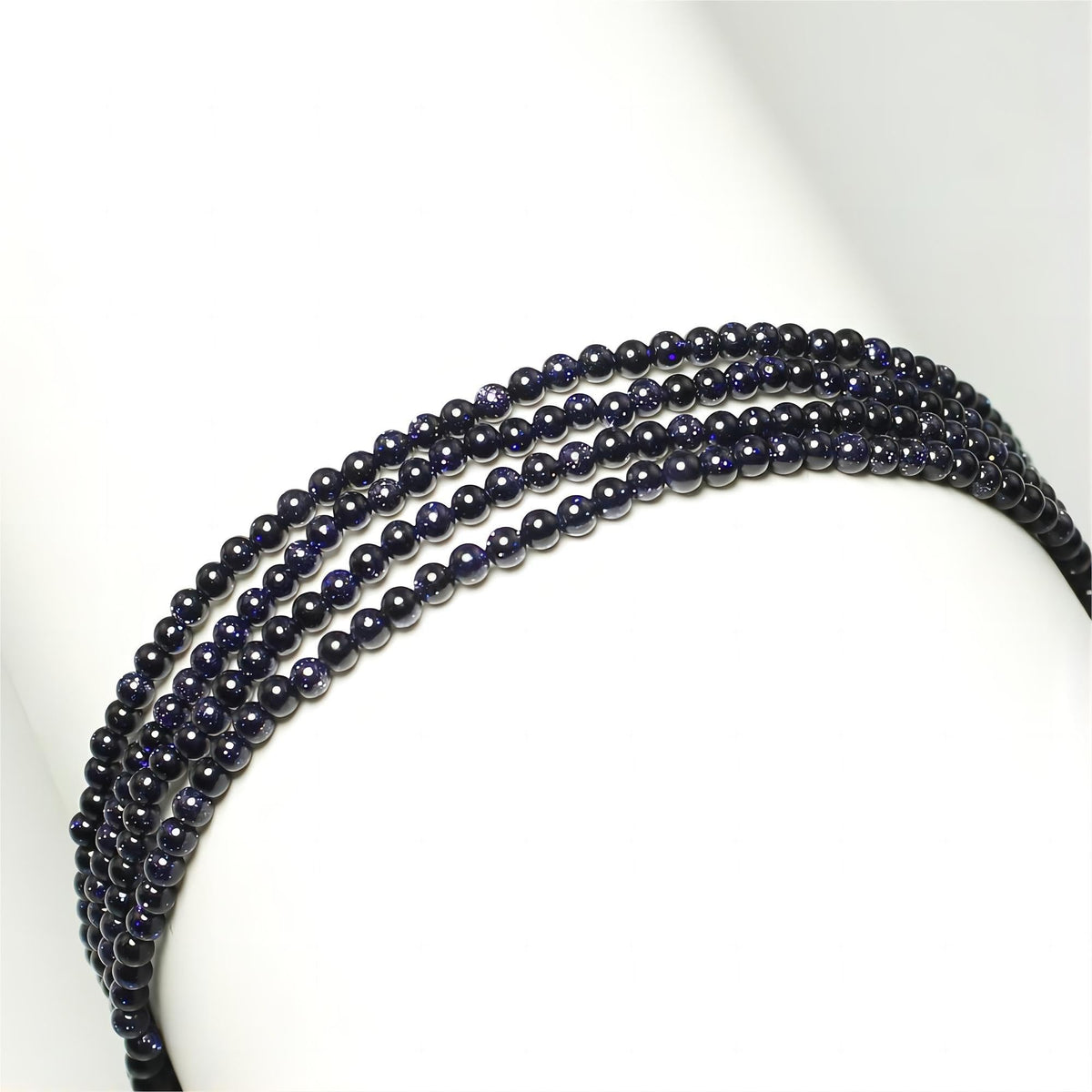 MJDCB 320pcs Small Stone Beads 2mm Blue Sandstone Round Smooth Loose Gemstone Bead for Jewelry Making Bracelets Earrings Necklaces Accessories