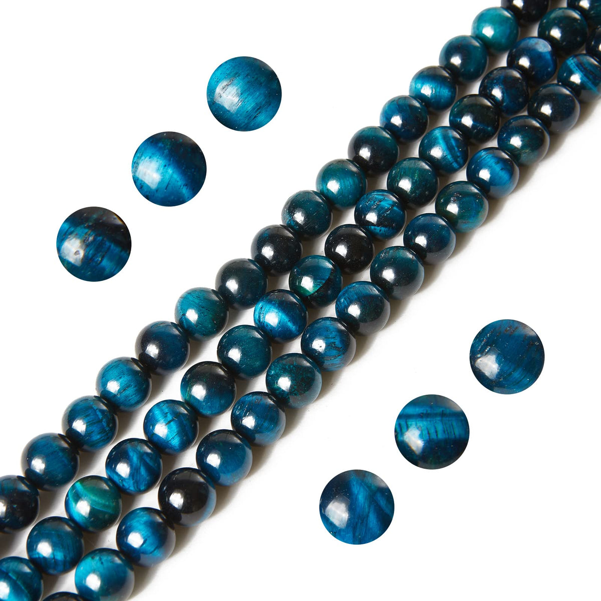 100pcs 8mm Aquamarine Tiger Eye Beads Natural Gemstone Beads Round Loose Beads for Jewelry Making