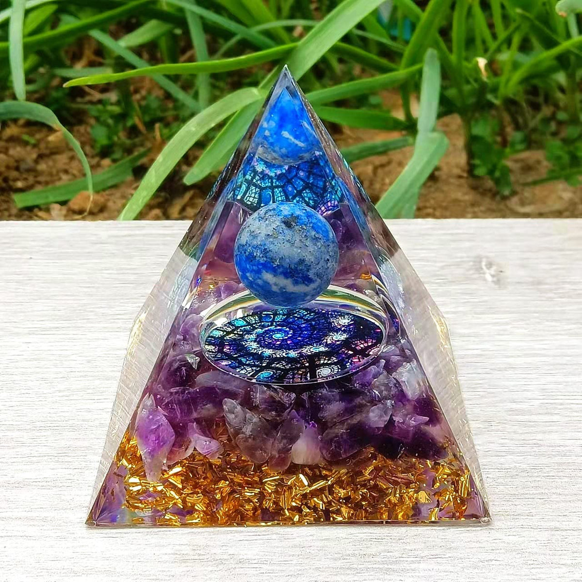 ycyingcheng Moonstone Crystal Orgone Pyramid Ogan Crystal Energy Tower, Nature Reiki Chakra Crushed Stone Jewelry, Crystal Pyramid for Home Decor (Crystal Pyramid-16)
