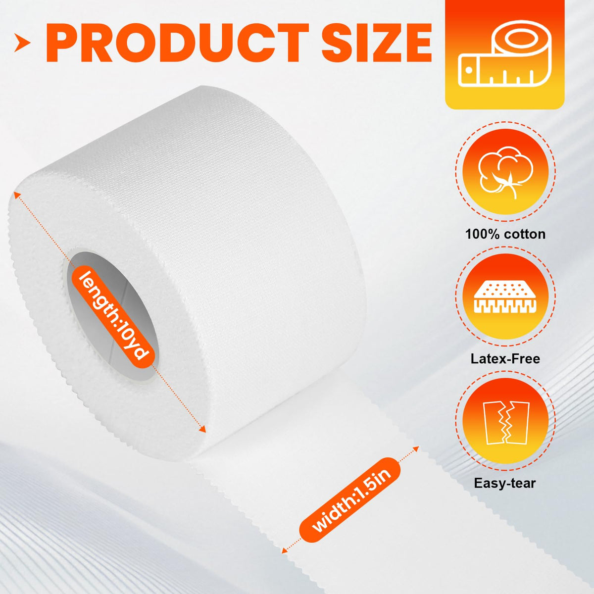 16 Pack Athletic Tape, White Sports Tape for Wrist Ankle Protection, Sports Tape Athletic No Sticky Residue, Easy to Tear Gymnastics Tape for Soccer, Football, Training Supplies (1.5" x 160 Yards)