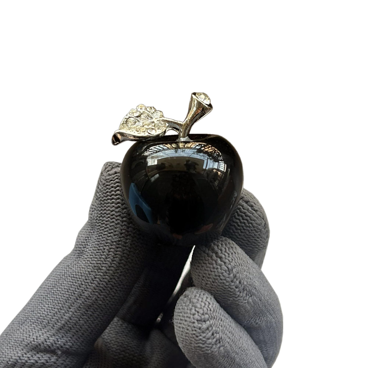 Sunshcat Natural Black Obsidian 1.18 Inchs Apple Crystal and Healing Stone Statues,Room Decoration Christmas Decorations Thanksgiving Gifts Office Gifts Collectibles