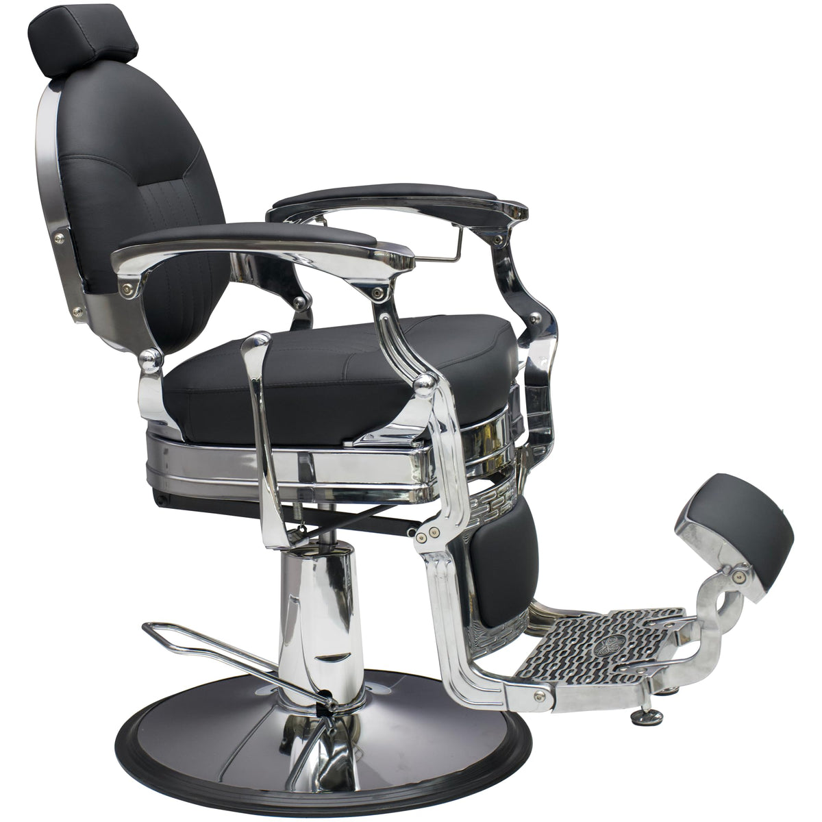 Professional Barber Chair - Hydraulic Salon & Tattoo Chair, 550lb Capacity, 360° Swivel & 160° Recline, Adjustable Headrest (Vintage Silver)