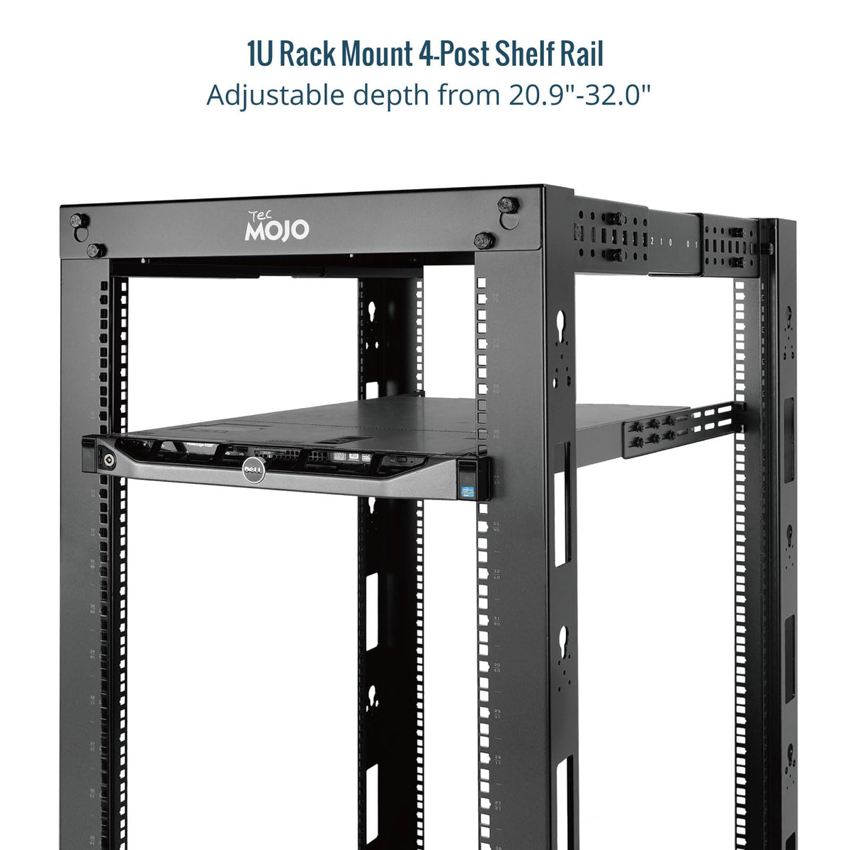 Tecmojo 1U Universal Rack Mount Rails,4-Post Server Rack Shelf Rail with 20.9"-32" Adjustable Depth Fit for Non-Rack Mountable Server/Networking/AV/IT Equipment