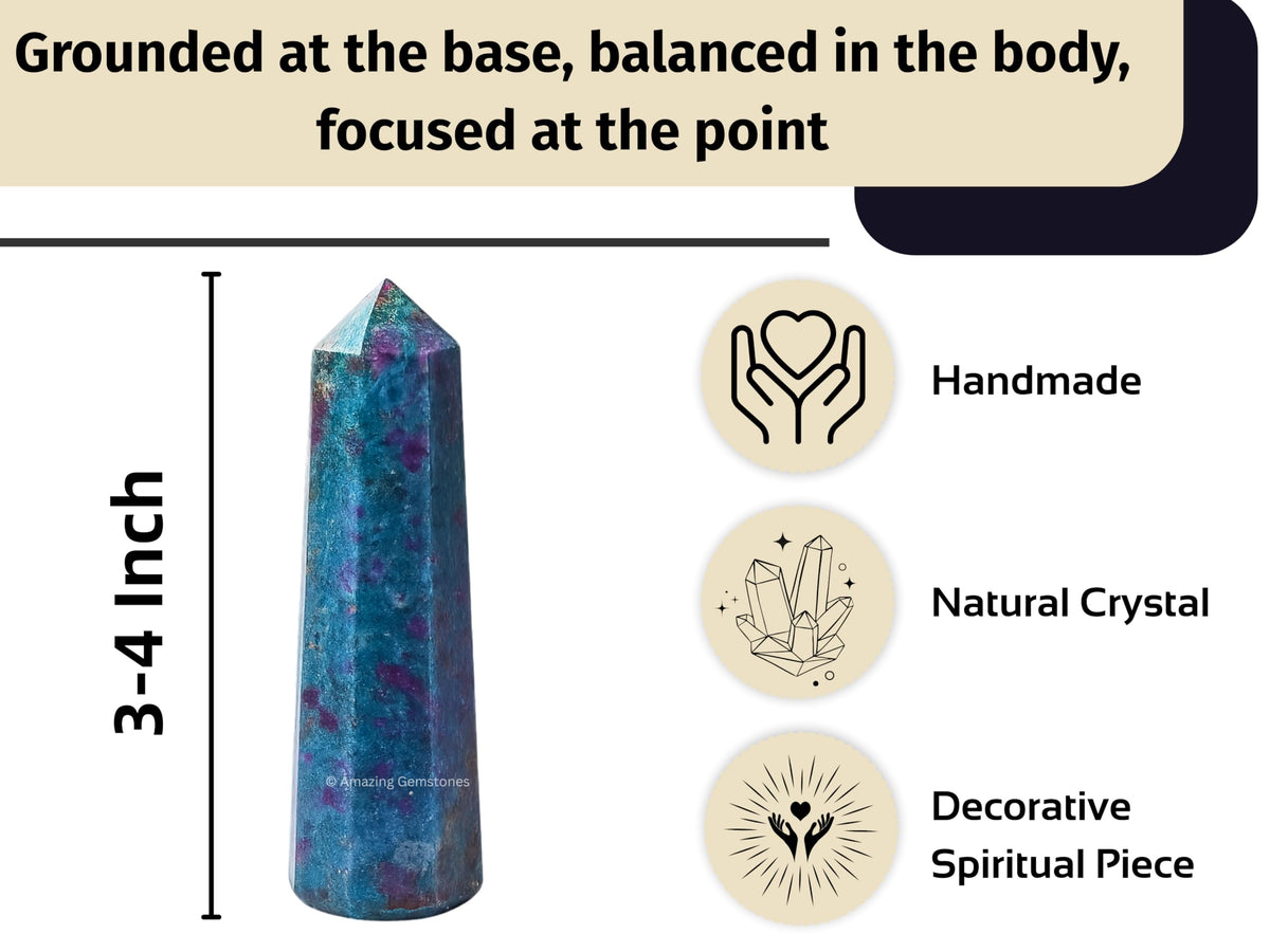 Amazing Gemstone Ruby Kyanite Crystal Towers - Natural Healing Crystal Point Obelisk for Reiki Healing and Crystal Grid (3" to 4" INCH)
