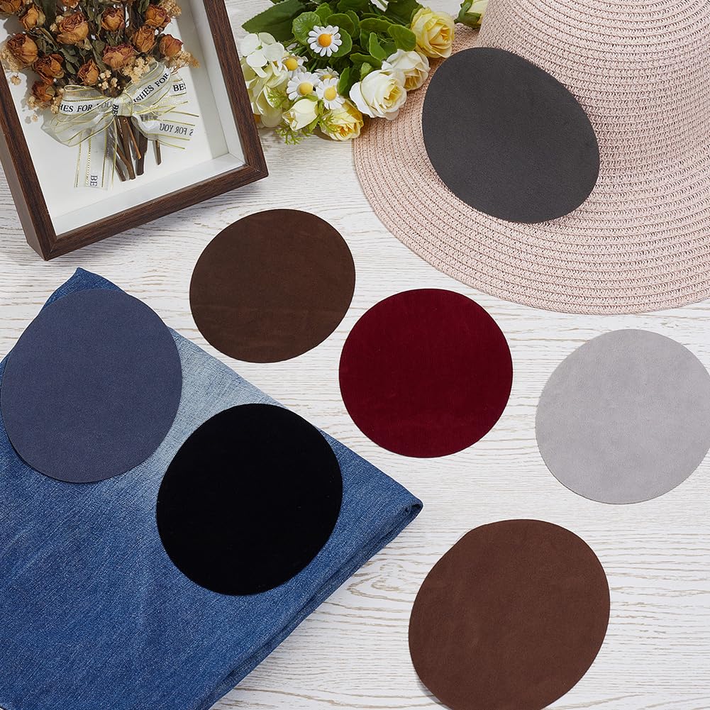 CABODYALS 28Pcs 7 Colors Mixed Color Oval Shapes Iron On Knee Elbow Patch Elbow Suede Fabric Appliques Cloth Knee Repair Polyester Adhesive Patches for Jeans Shirts Dress Clothing DIY Craft Supply