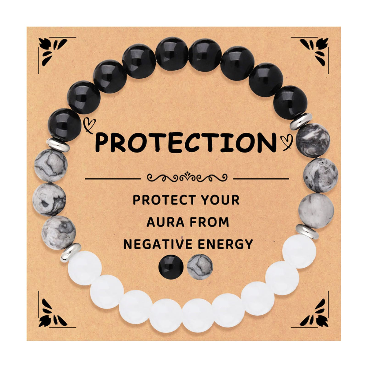 Lucky And Protection Bracelet,8mm Healing Crystal Bracelet,Stress Relief Anxiety Yoga Bracelet Brings Lucky Charm Presents