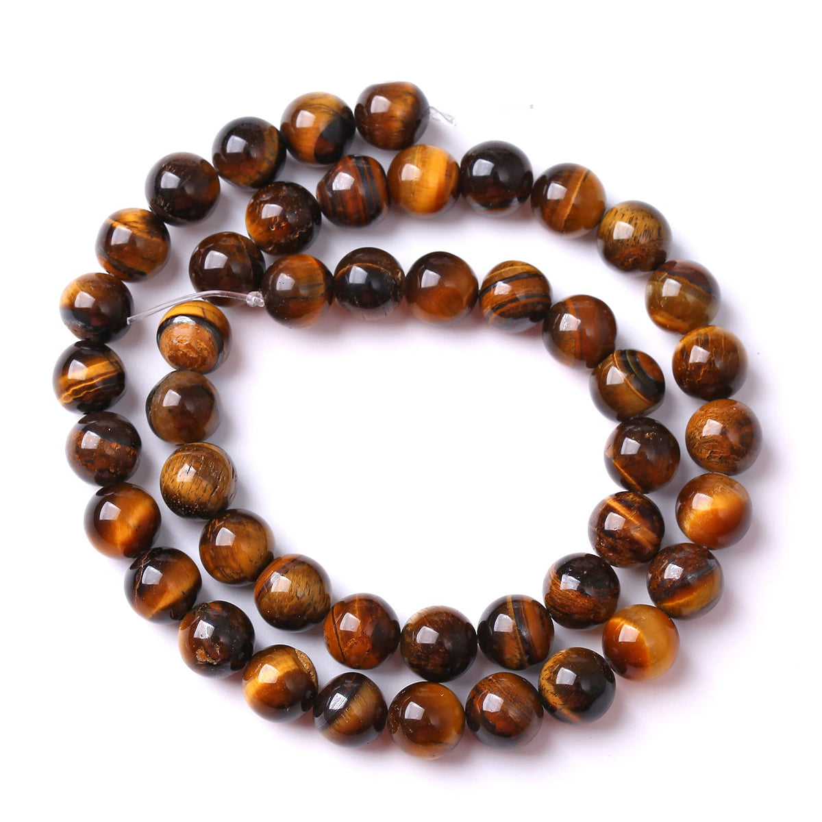 8MM Natural Stone Yellow Tiger Eye Stone with Iron Mine Beads for Jewelry Making DIY Bracelet 2 Strands 90PCS