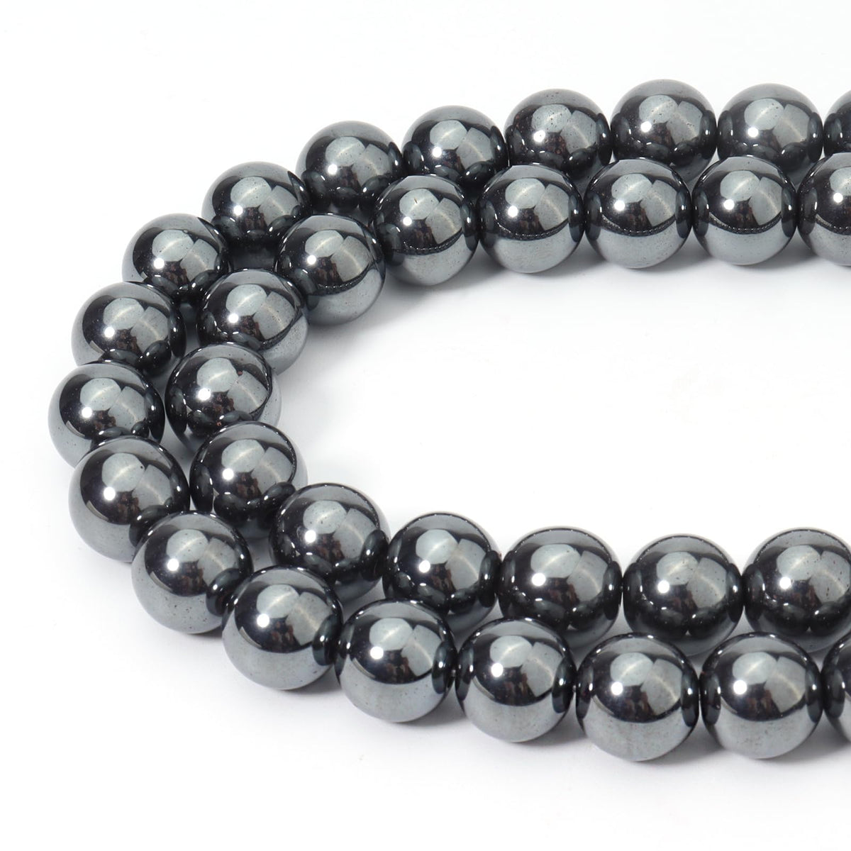Siomia 45pcs 8mm Natural Black Hematite Beads Energy Healing Crystal Round Loose Stone Beads for Jewelry Making, DIY Bracelets Necklaces