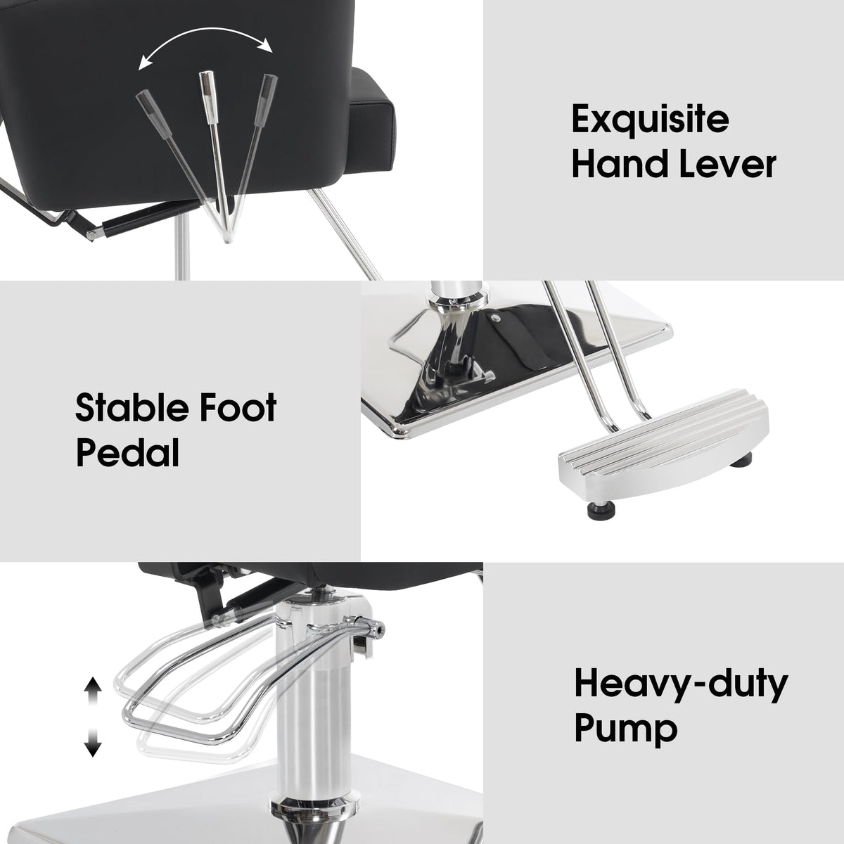 BarberPub Classic Barber Chair with Hydraulic Pump, Reclining Salon Chair for Hair Stylist, Barbershop, Home Salon, Spa Styling Beauty Equipment 9410 (Black)