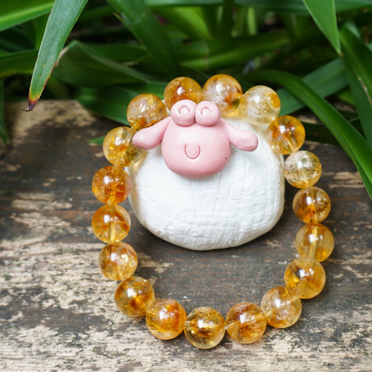 12MM Citrine Bracelet for Women Men, Natural Yellow Sacral & Solar Plexus Chakra Crystal and Gemstones | Stretch Jewelry Gift for Bringing Wealth Success Motivation | Fits for 7.5-8" Large Wrist