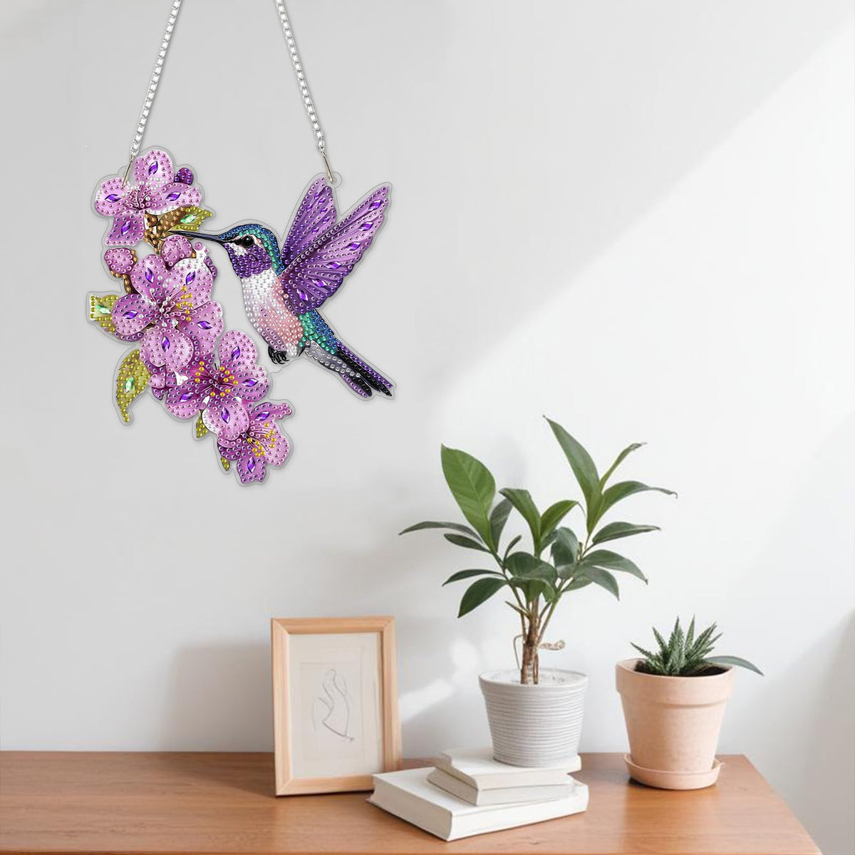 NAIMOER DIY Hanging Diamond Art Kits for Adults, Hummingbird Diamond Painting Kits, Special Shaped Rhinestone, Acrylic 5D Gem Art Craft Window Pendants Home Garden Wall Hanging Ornament Kits