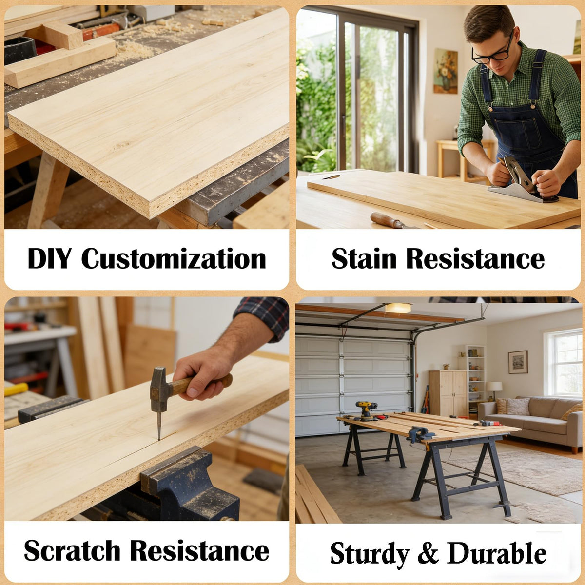 Intravast 96"x25" Butcher Block Countertop Island, 8FT Unfinished Solid Birch Wood DIY Countertop, Durable Counter Table Tops for Kitchen Bar, Workshop, Laundry Counters Dining Room Tables 1.5" Thick