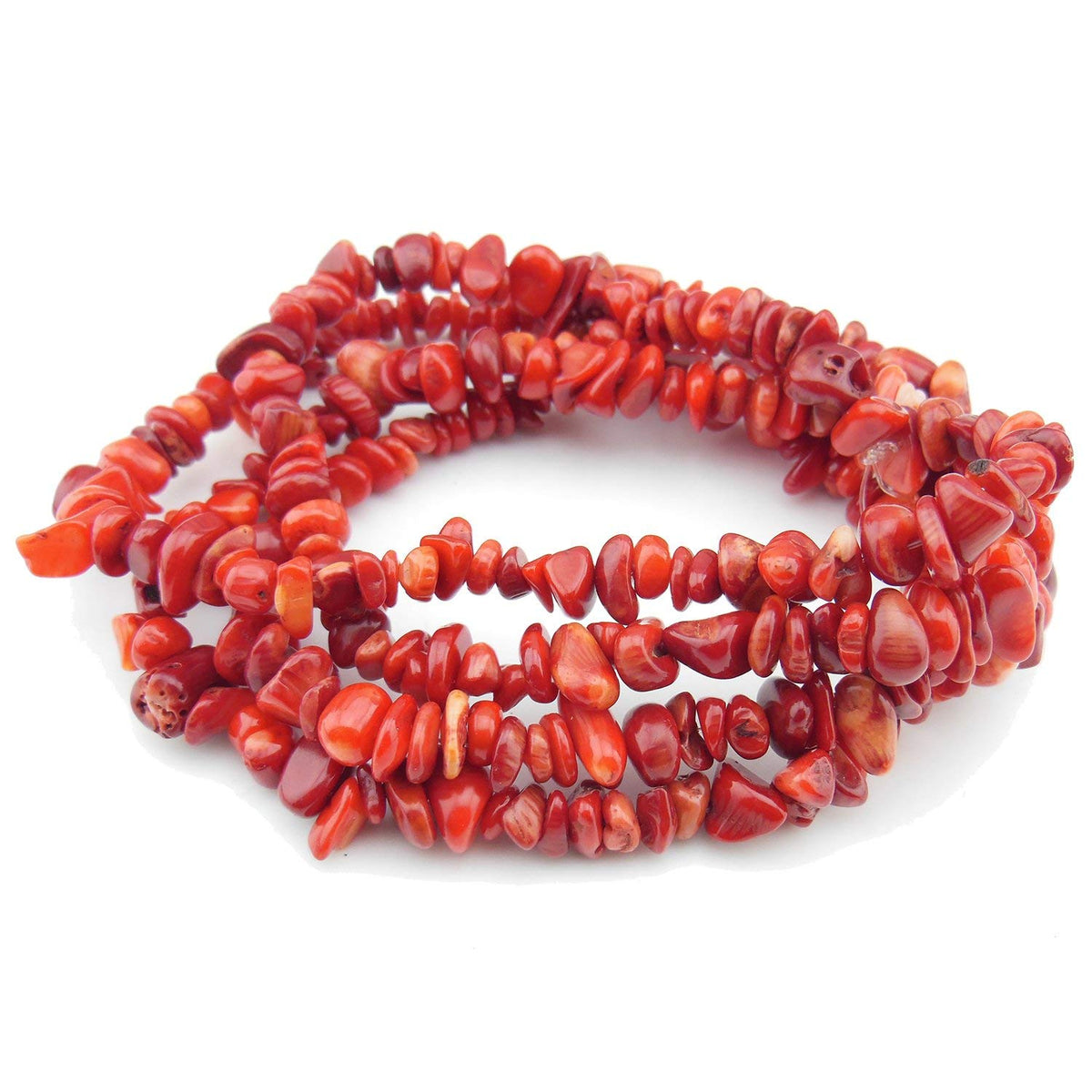 HAAMIIQII 5-8mm Red Coral Chips Irregular Chip Stones Loose Gemstone Energy Healing Beads for Jewelry Making Strand 30 Inch