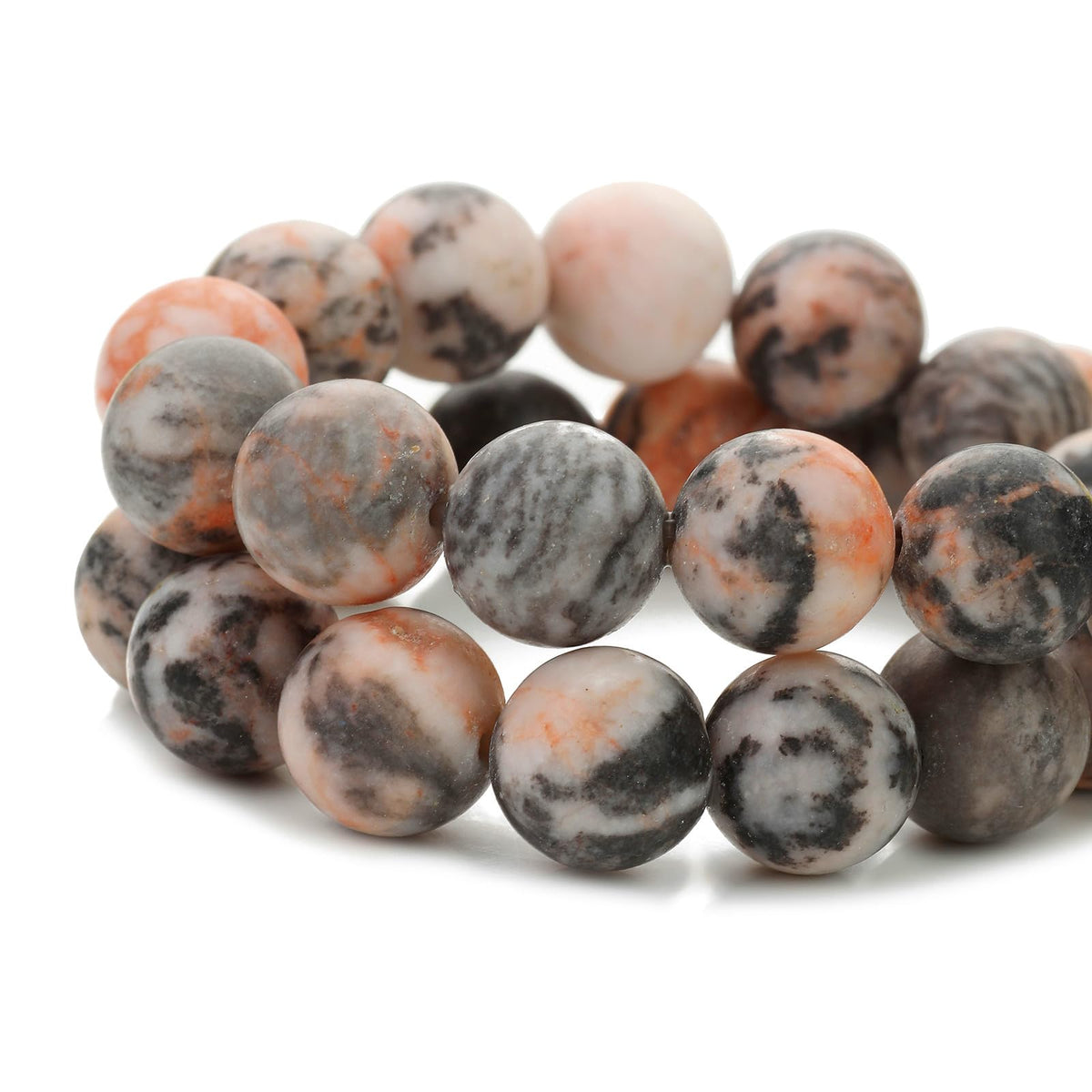 Zenkeeper 108 Pcs Pink Zebra Beads for Jewelry Making 8 MM Pink Zebra Gemstones Loose Stone Beads
