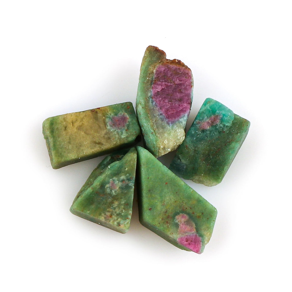 CRYSTALINES 5pcs Wholesale Natural Raw Ruby Fuchsite Gemstone, Untreated Rough Stone, Bulk Loose Supplies, DIY Jewelry Making, Chakra Healing Crystals, Wire Wrap, Gem Collection, AAA Grade