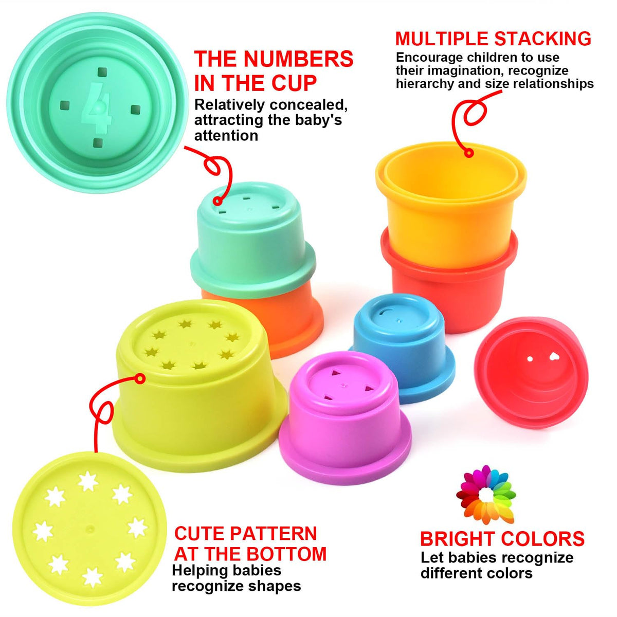 Cosaway Baby Stacking Nesting Cups Toys, Baby Toys 6 to 12 Months, Montessori Toys for Toddler Gifts 1 Year Old (617-97)