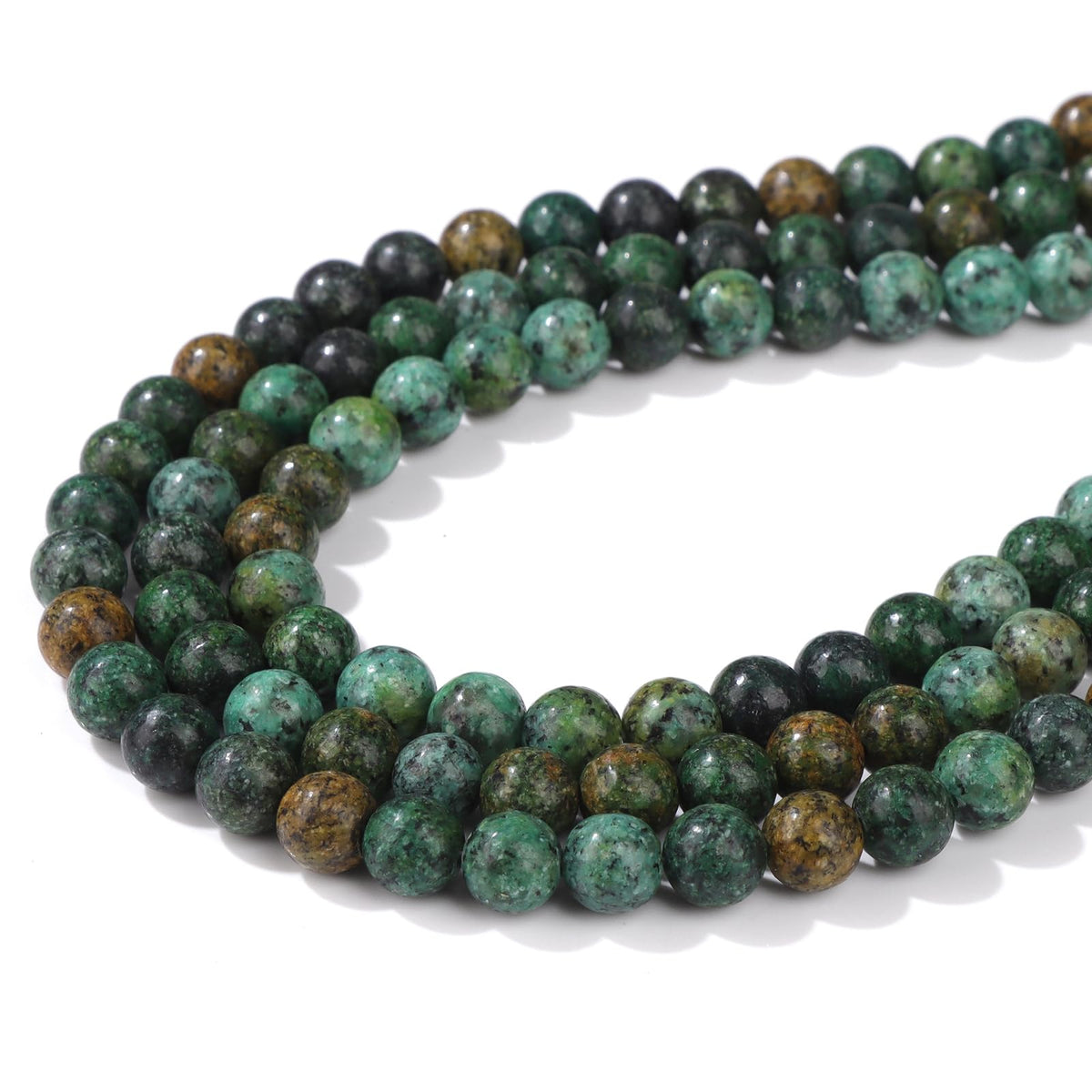 Risyfjew 50PCS 8mm Natural African Turquoise Beads Gemstone Round Loose Beads for Jewelry Making Chakra Crystal Stone Beads for Bracelets Necklace Earrings Making Supplies (50pcs/Strand)