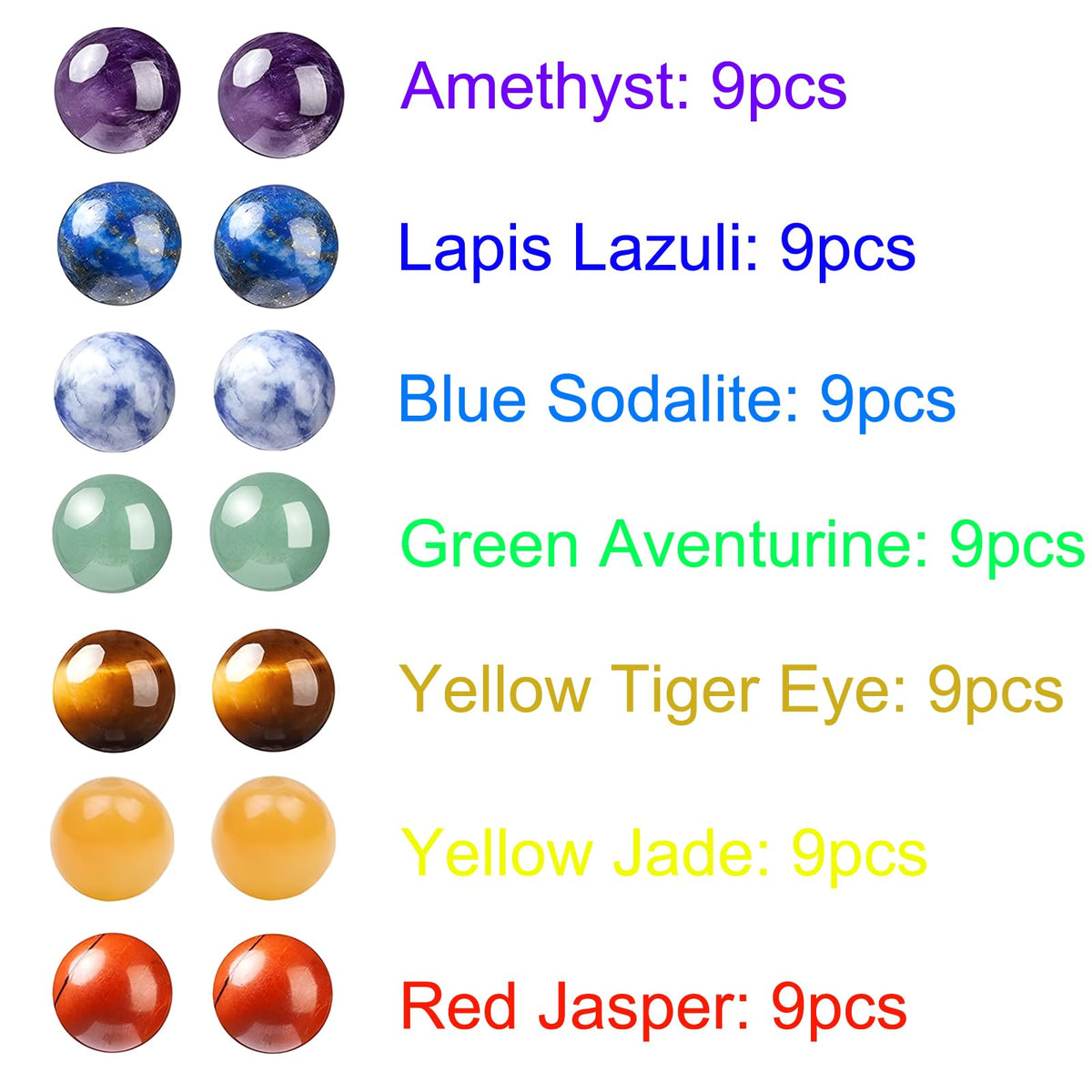 HAAMIIQII 60pcs 6mm 7 Chakra Natural Stone Beads Polished Round Loose Gemstone Beads for Jewelry Making Strand 15 Inch