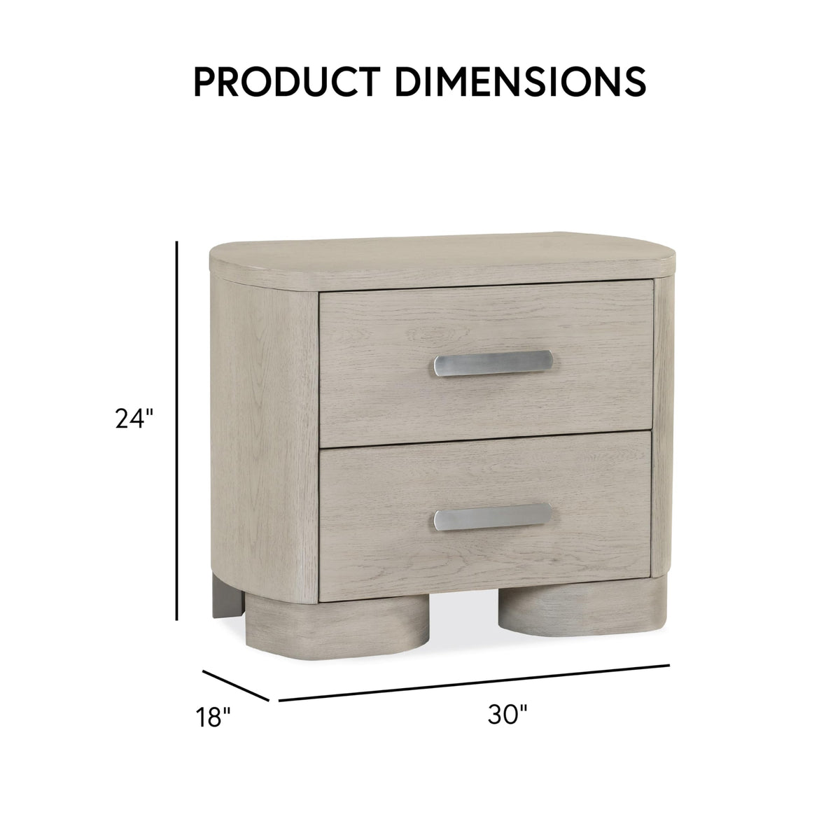 Furniture of America Nainsted Modern Contemporary Solid Wood 30-inch 2-Drawer Nightstand with USB Ports, Rounded Feet, Cedar Bottom Drawer, Easy Assembly for Bedroom, Guest Room, White Oak